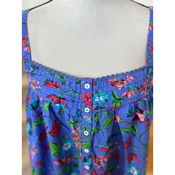 PrintFresh Blue Hummingbird Floral Print Night Dress Nightgown - Picture 6 of 7